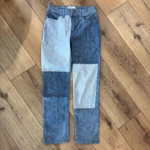 Abercrombie Kids High-Rise Straight Patchwork Jeans Size 11/12 Regular